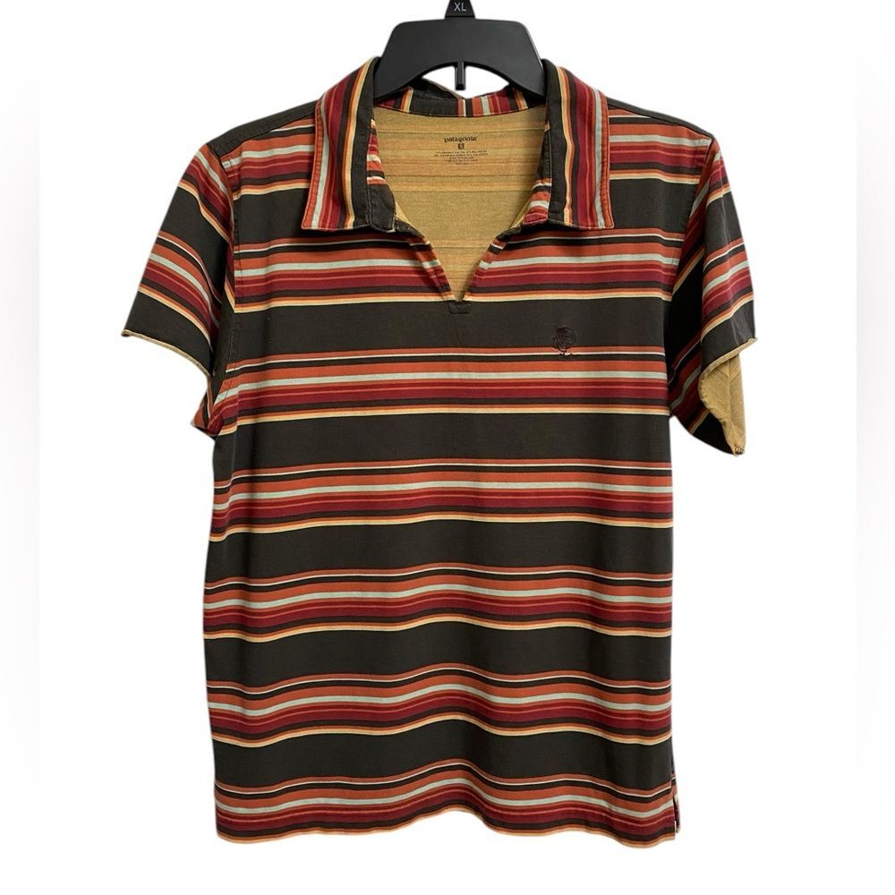 Vintage Patagonia Rhythm Polo Skipper Shirt Men's S Striped Earthy *Altered